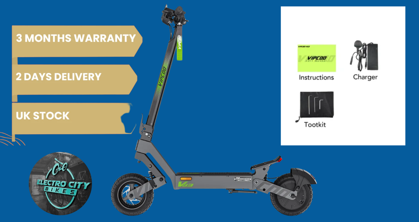 VIPCOO VS3 Adult Off-Road Electric Scooter – 800W Motor, 48V 15.6Ah Battery