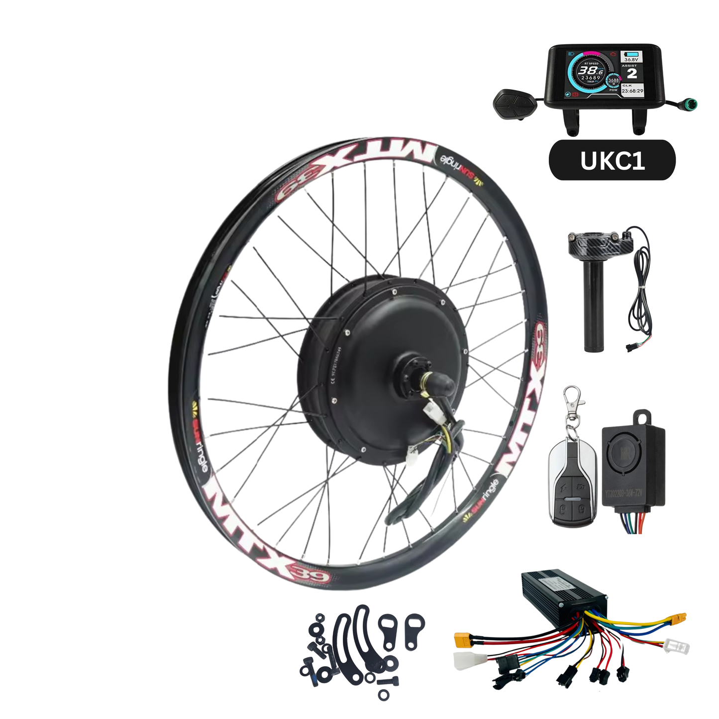 E-BikConversion Kit, Freewheel, MTX Rim, 250W/1500W, 27.5/29/700C