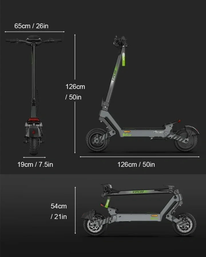 VIPCOO VS3 Adult Off-Road Electric Scooter – 800W Motor, 48V 15.6Ah Battery