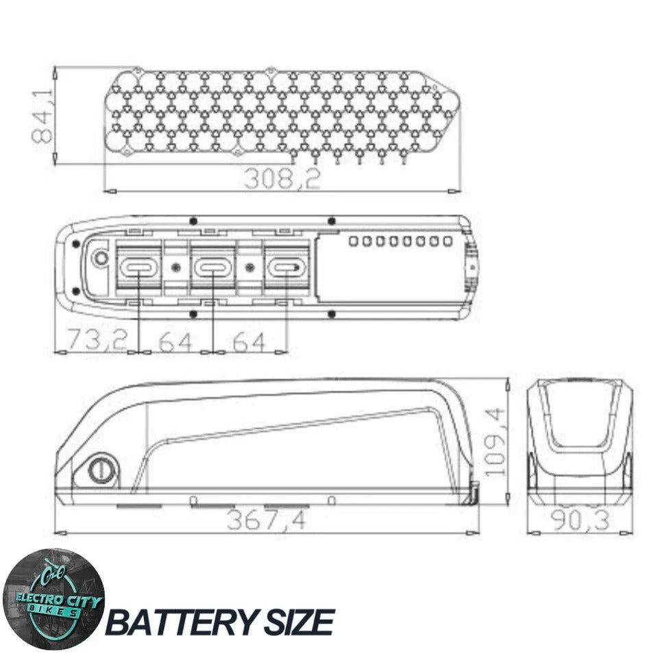 LG 36V Hailong Ebike Battery 3 Slot Base 25A BMS 14.4ah Electric Bicycle 750W UK