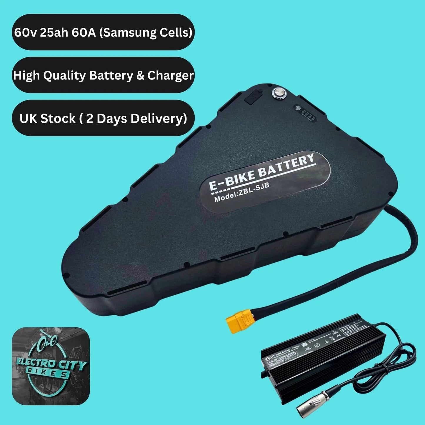 60v 25ah 60A Samsung Cells Triangle E bike Battery BMS 21700 50S (High Quality)