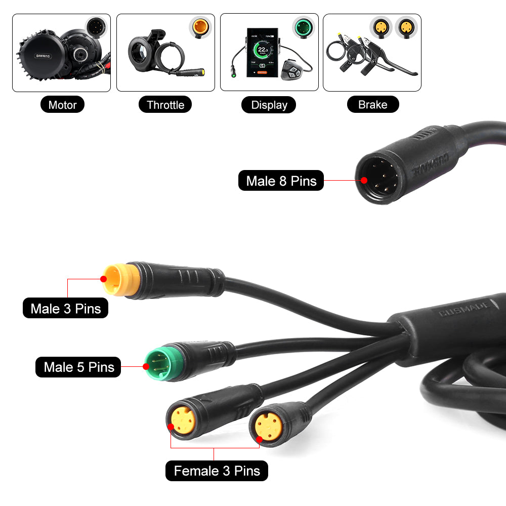 Waterproof 1T4 EB-Bus Cable Harness for Bafang BBS01B/BBS02B/BBSHD