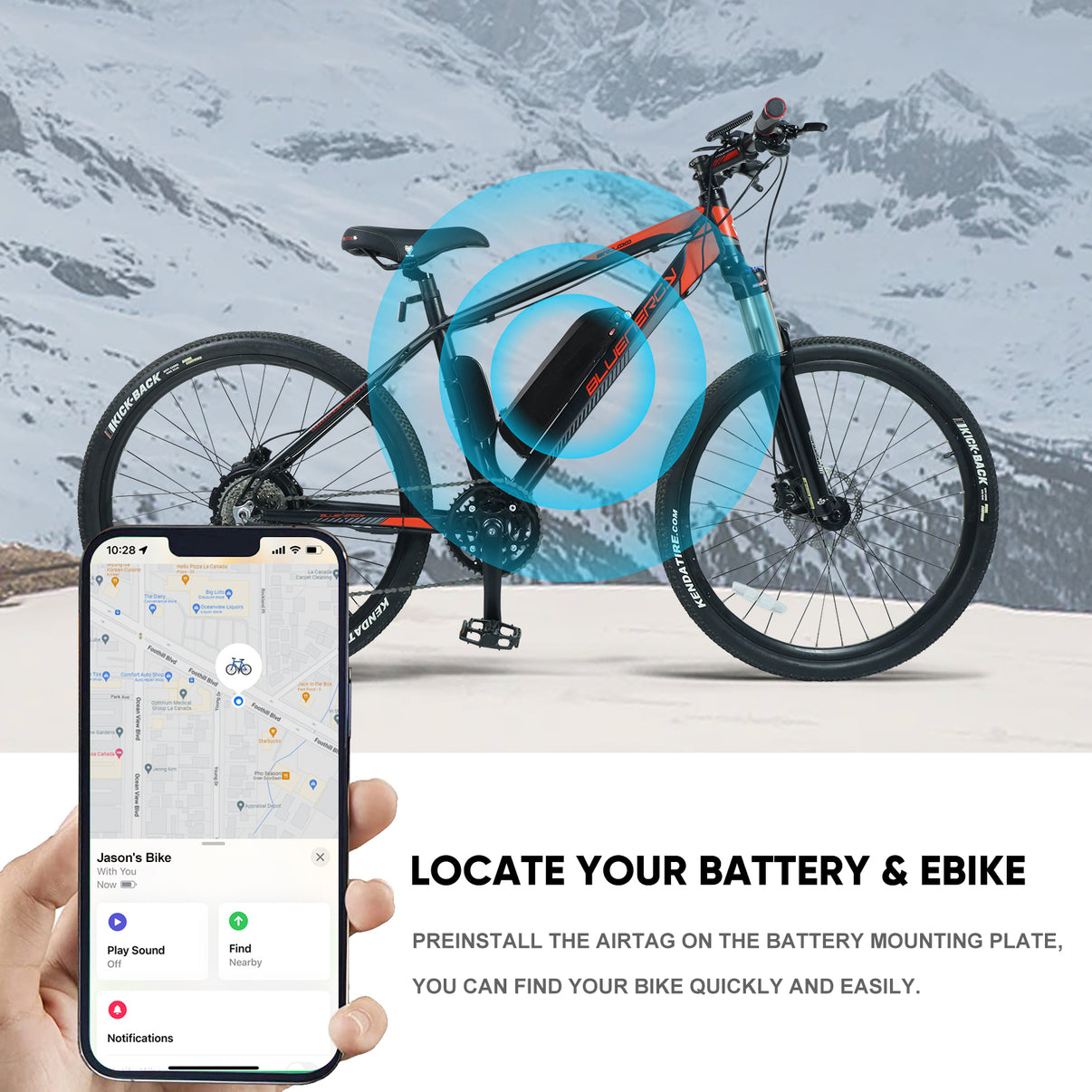 Built-in Hailong Down Tube Socket Air Tag eBike Anti-theft Locator