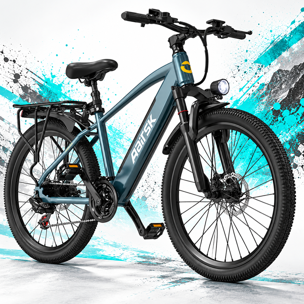 Aairsk S800 26" Electric Bike for Adults, 250W Motor, 36V 13Ah Removable Battery, 7-Speed, Front Suspension