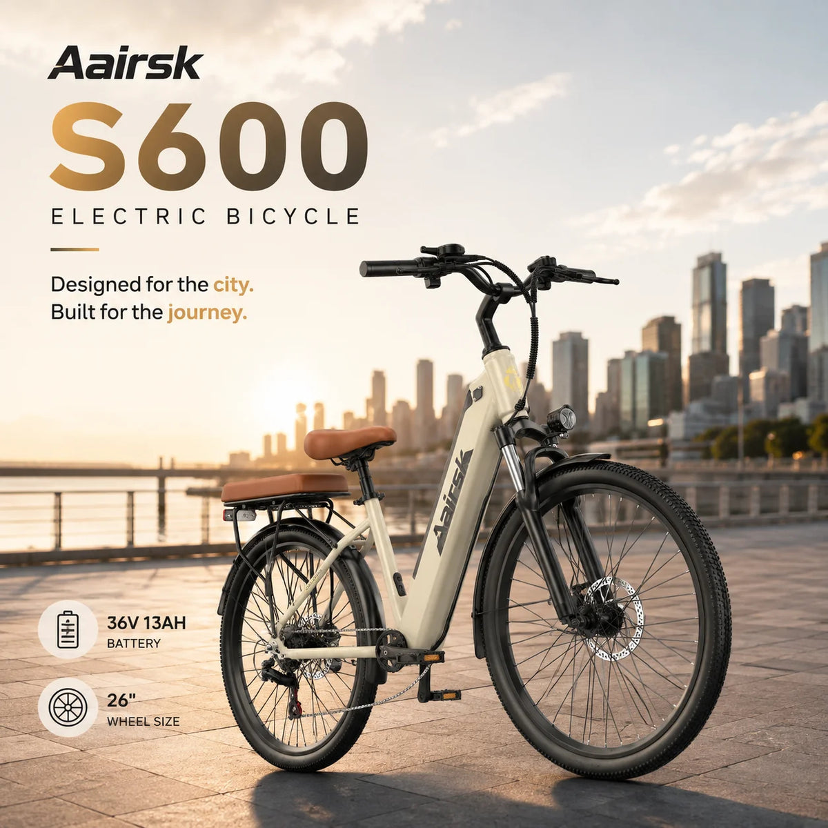 Aairsk S600 26" Electric Bike for Adults – 250W 36V 13Ah Battery, City & Commuter E-Bike