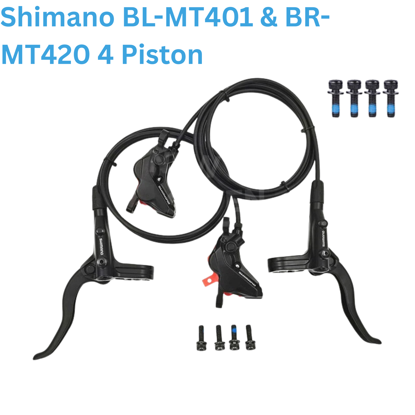 Shimano BL-MT401 & BR-MT420 4-Piston Hydraulic Disc Brake Set | Front & Rear | Pre-Bled