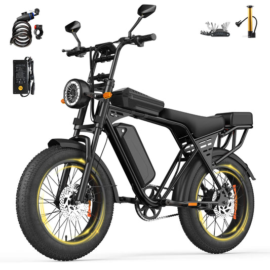 AAIRSK X5 250W Electric Mountain Bike 20" Fat Tyre Adult E-Bike with 48V 15Ah Battery