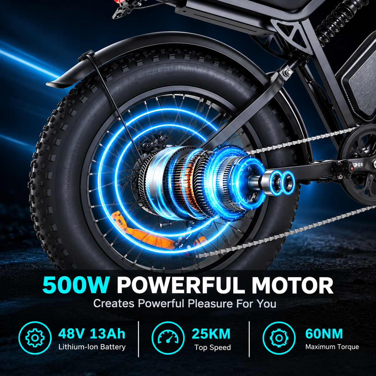 FXH-009 20 Inch Fat Tyre Electric Bike, 48V 13Ah 624Wh Battery, 500W Motor, 7-Speed Gears, Full Suspension