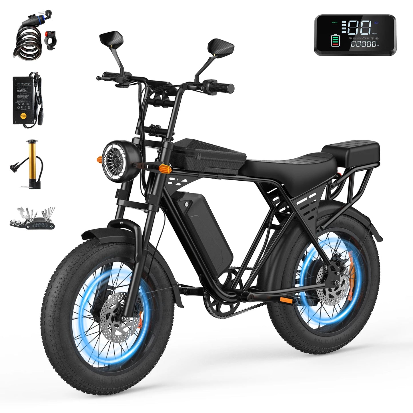 AAIRSK X5 250W Electric Mountain Bike 20" Fat Tyre Adult E-Bike with 48V 15Ah Battery