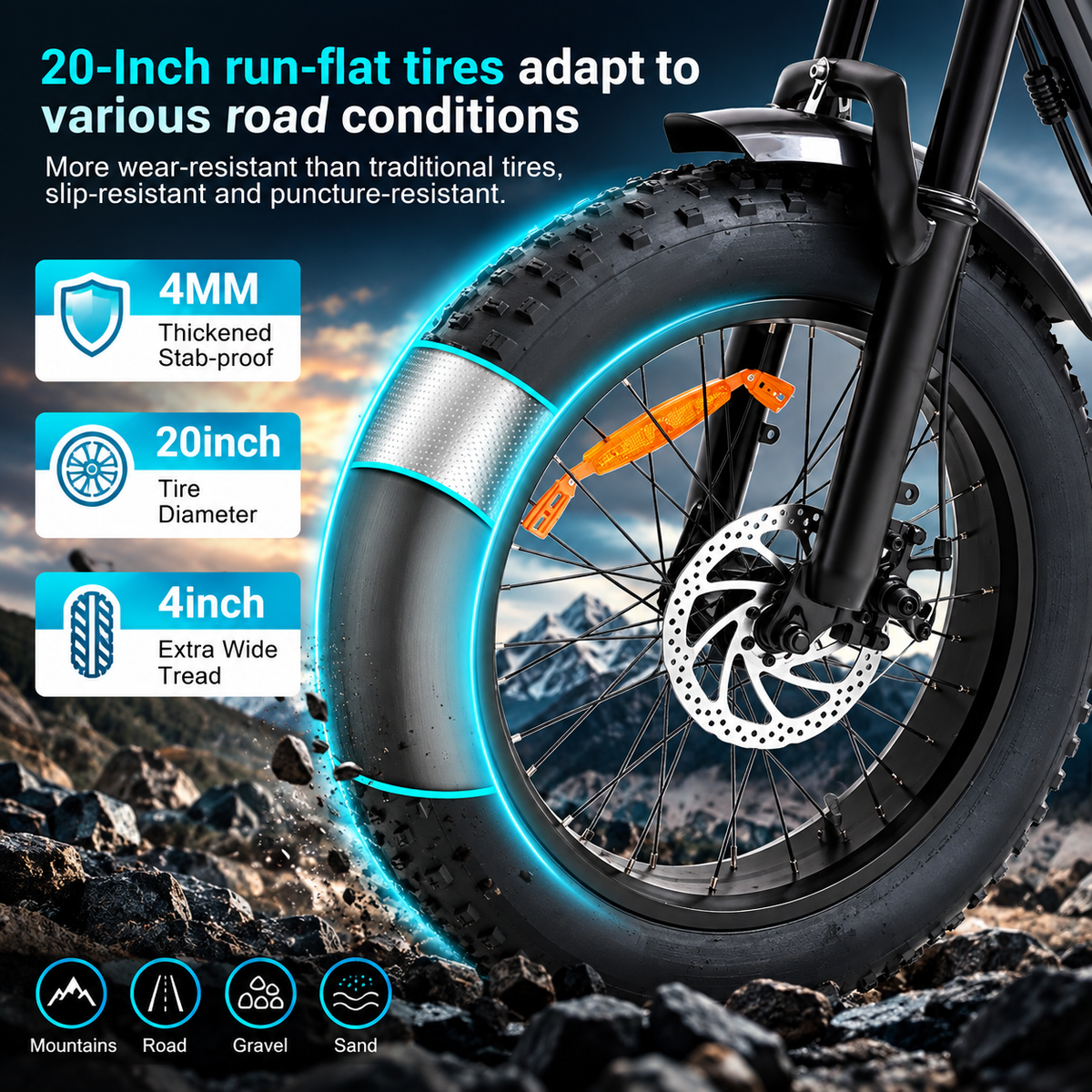 FXH-009 20 Inch Fat Tyre Electric Bike, 48V 13Ah 624Wh Battery, 500W Motor, 7-Speed Gears, Full Suspension