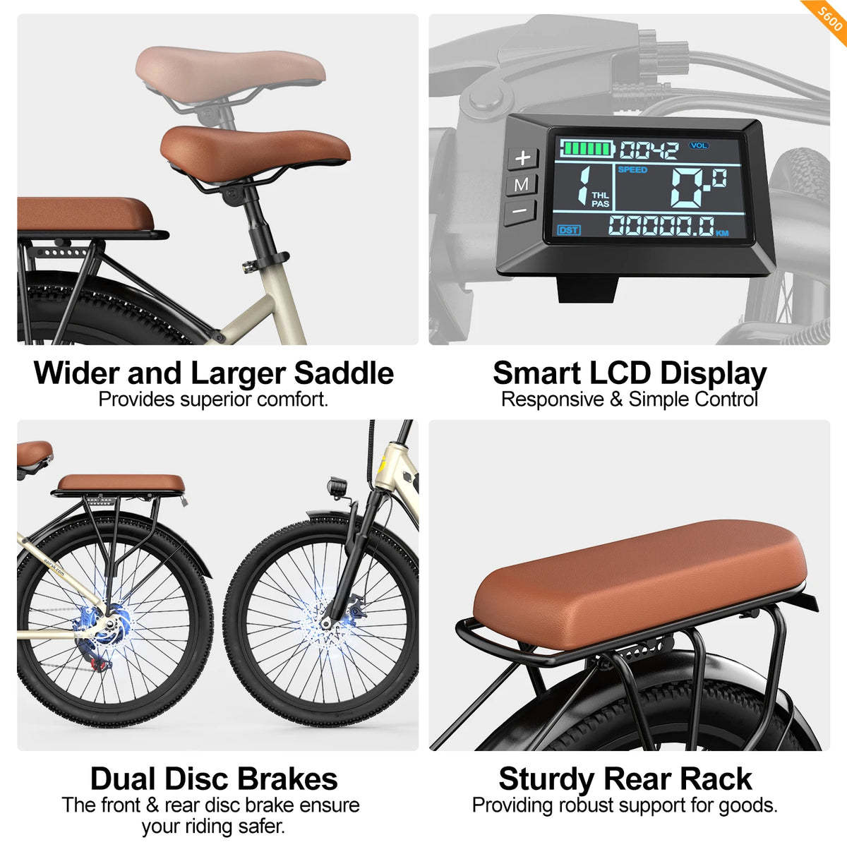 Aairsk S600 26" Electric Bike for Adults – 250W 36V 13Ah Battery, City & Commuter E-Bike