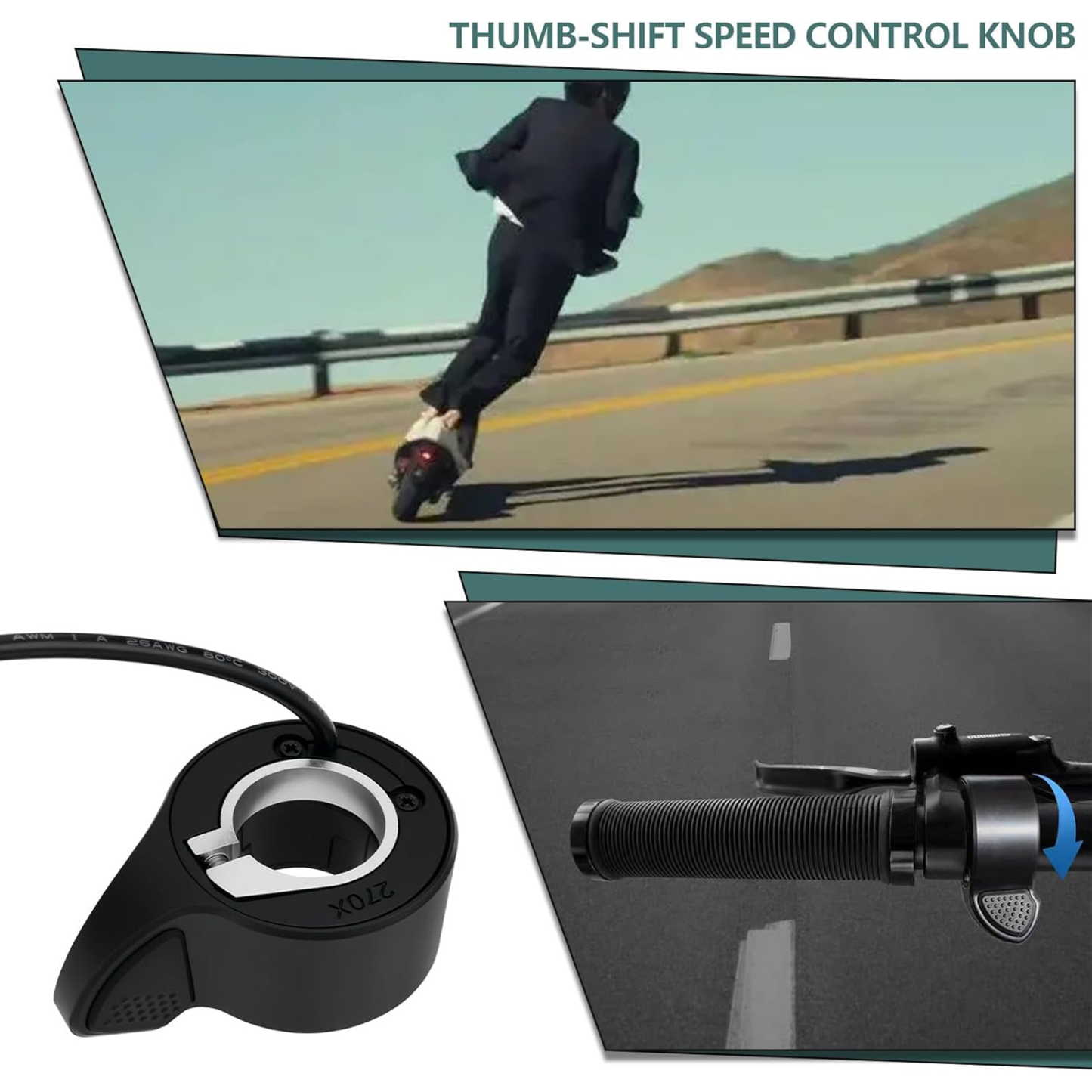 Electric Bike Thumb Throttle 36V/48V with 3-Pin Waterproof Connector | Compatible with Bafang BBS01 BBS02 BBSHD M400 M500 M600 M620 Motors