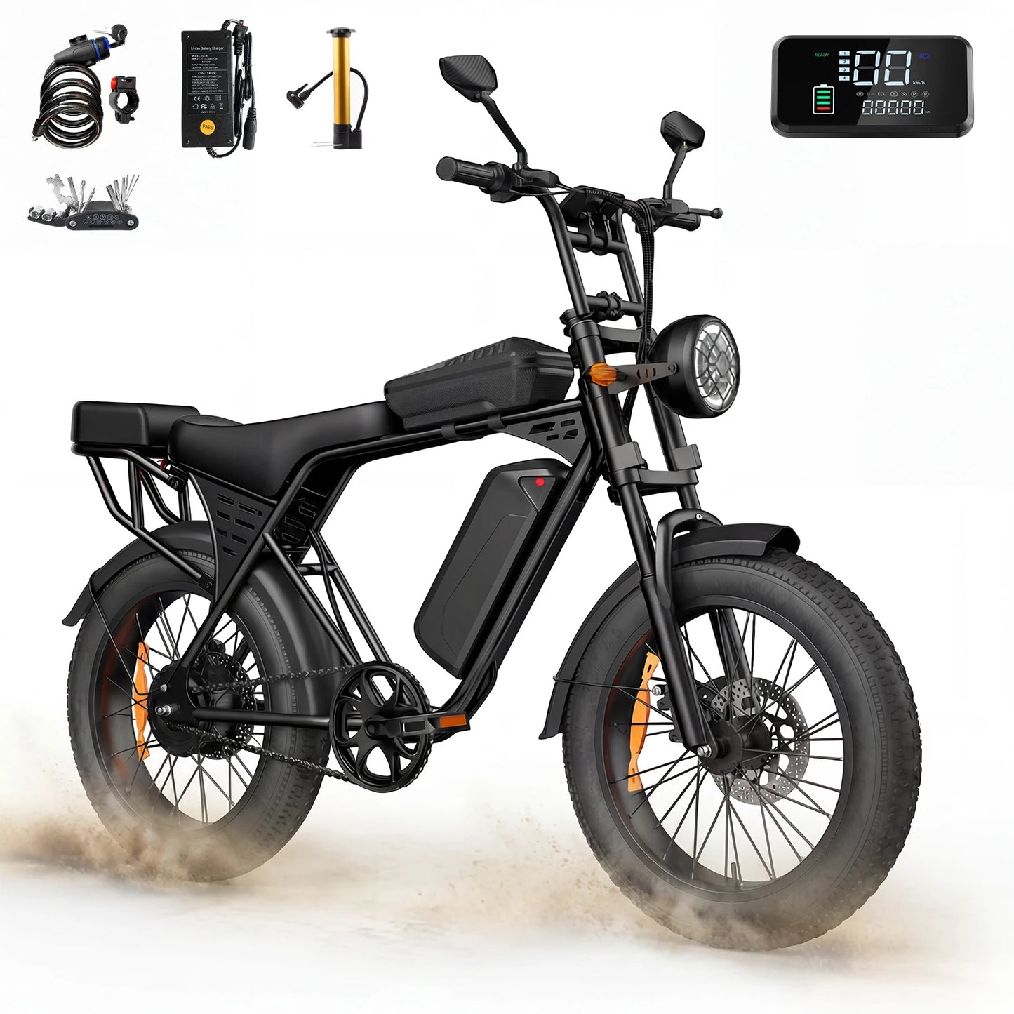 AAIRSK X5 250W Electric Mountain Bike 20" Fat Tyre Adult E-Bike with 48V 15Ah Battery