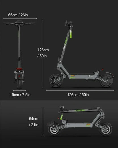 VIPCOO VS3 Adult Off-Road Electric Scooter – 800W Motor, 48V 15.6Ah Battery