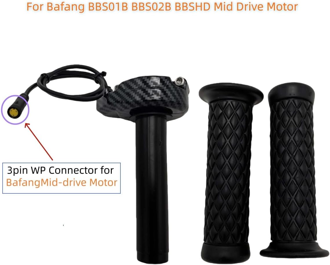 Surron Style Universal Ebike Full Twist Throttle Hand Grips 12V-90V | 3-Pin Waterproof Connector | Compatible with Bafang BBS01B BBS02B BBSHD