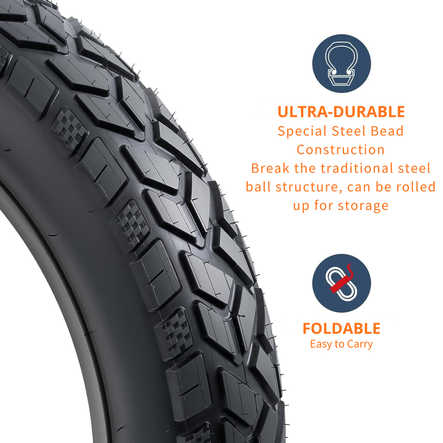 20 x 4.0 Foldable Fat Bike Tyres & Inner Tubes Set – 102-406, E-Bike, Snow & Sand