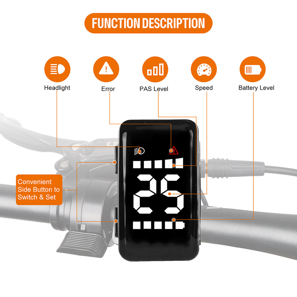 Varstrom DZ40 E-Bike Display - LCD Screen for UART Bafang eBike Kits