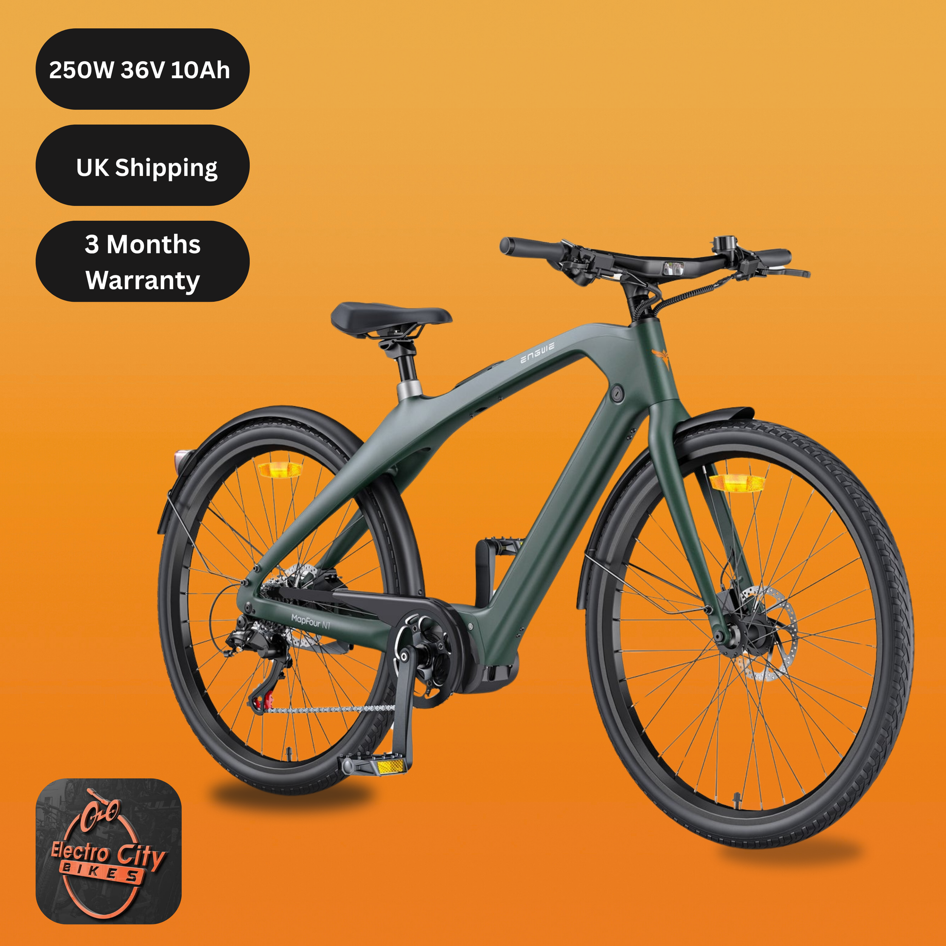 urban electric bikes uk ENGWE N1 Pro Urban E-Bike | Carbon Fiber Frame | 250W Mid-Drive
