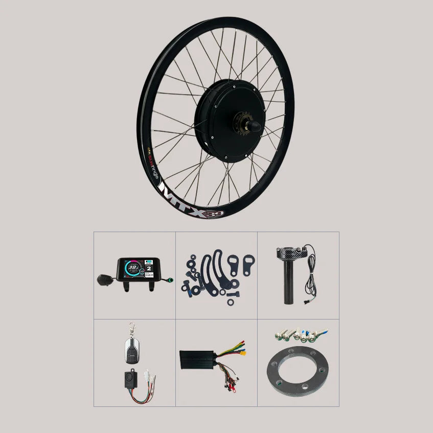 Conversion Kit + 48V Battery, Rear Cassette, MTX Rim, 250V, 1000W, 27.5/29/700C - Grey BG