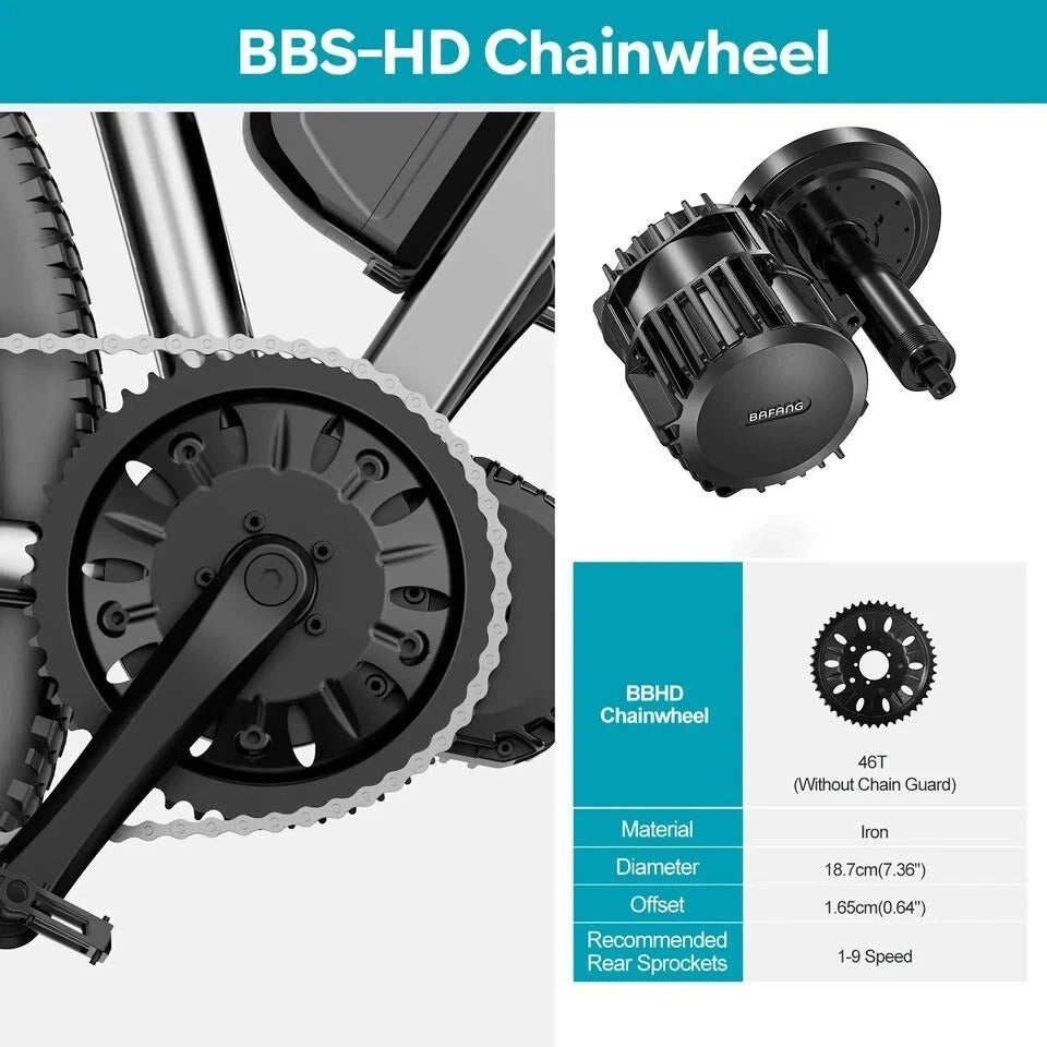 52V100OW Bafang Mid Drive Motor Kit BBS03 BBSHD Electric Bicycle Conversion Kits