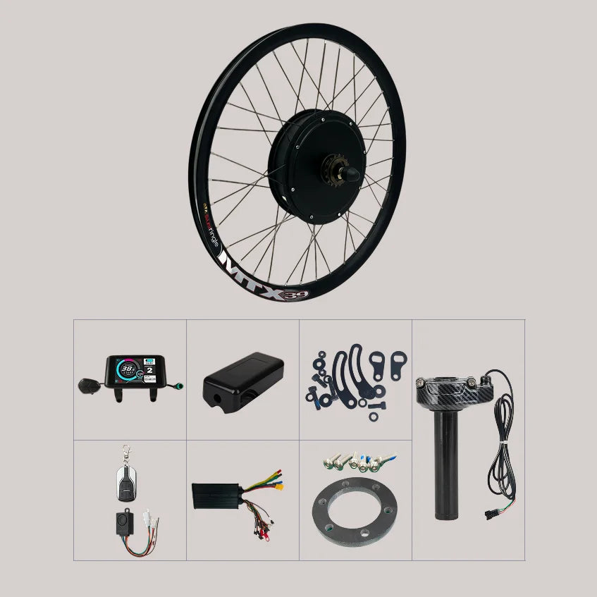 E-Bike Conversion Kit with All Batteries 3000W 72V 60A MTX Rim 27.5 - Grey BG
