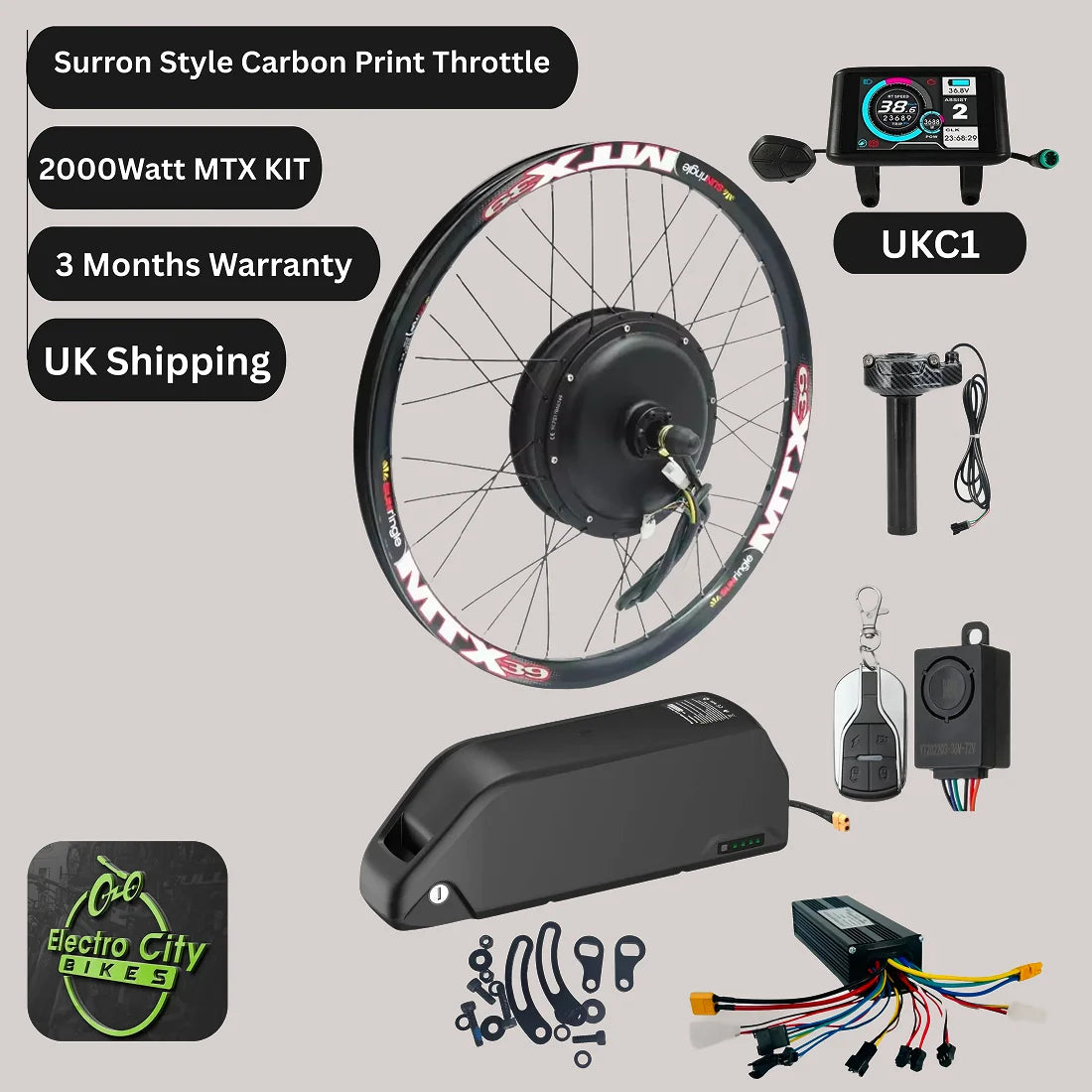 EBike Conversion Kit with Battery 2000W Sine Wave MTX UK