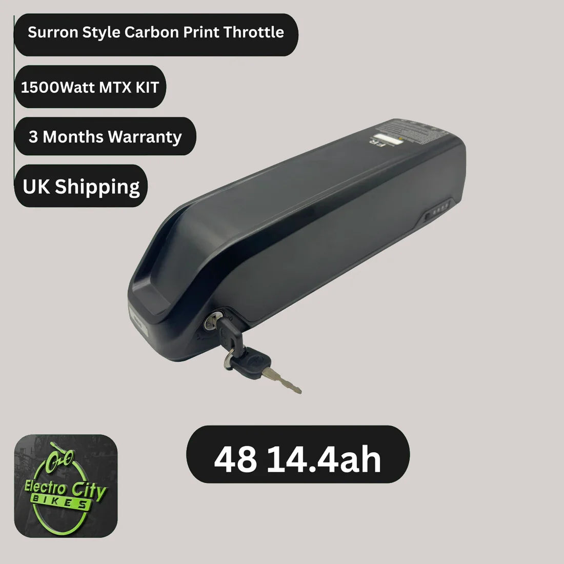 EBike Conversion Kit with Battery 1500W Sine Wave MTX UK