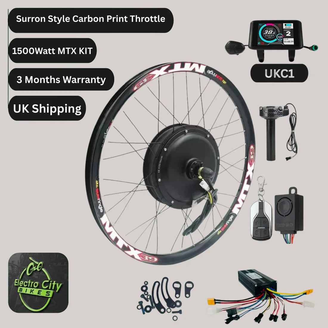 EBike Conversion Kit with Battery 1500W Sine Wave MTX UK