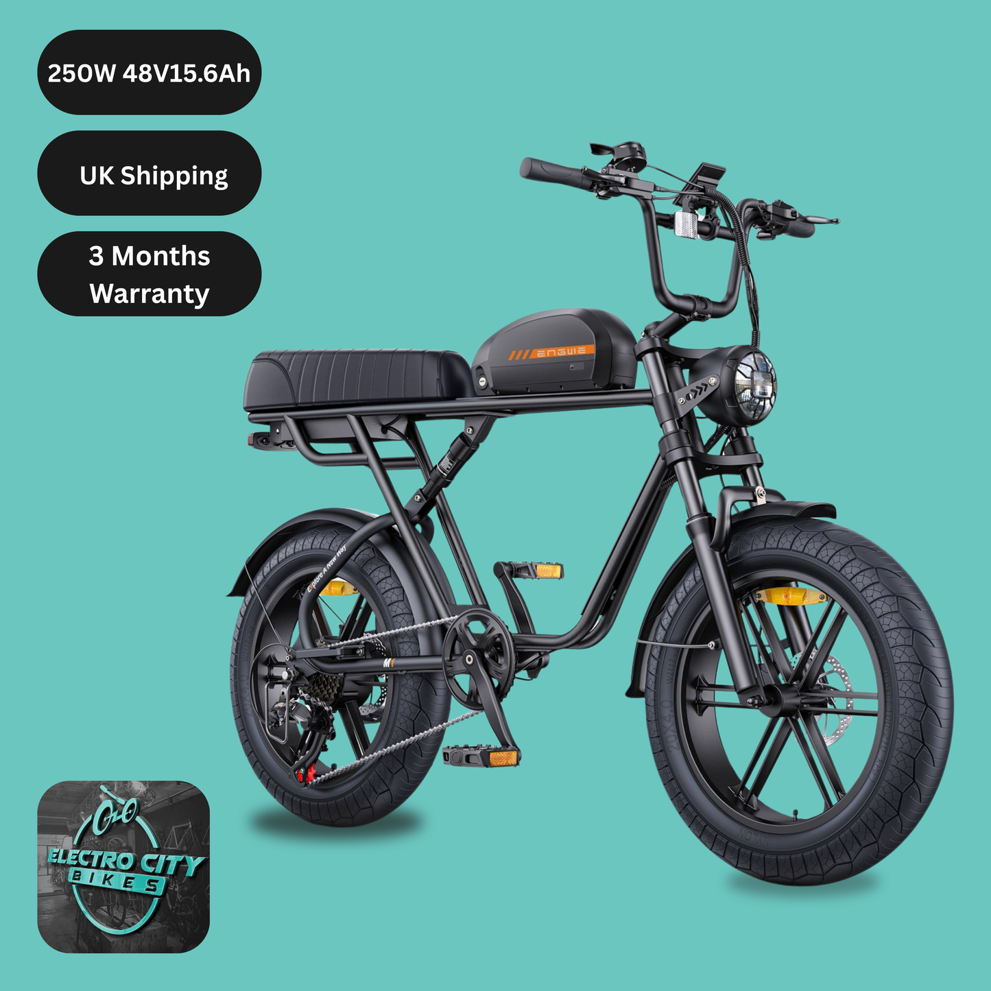 ENGWE M1 E-Bike 250W, 65Nm Torque, Dual Seat, EU Standard, Moto Style