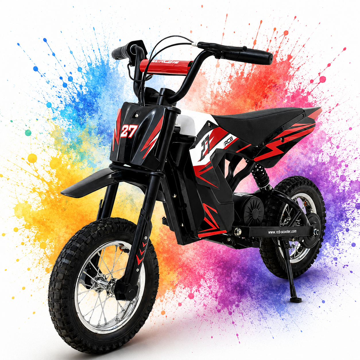RCB R9X Kids Electric Motorbike 36V 4Ah Ride On Motorcycle 15.5 MPH 12" Pneumatic Tyres – Blue, Red & Green