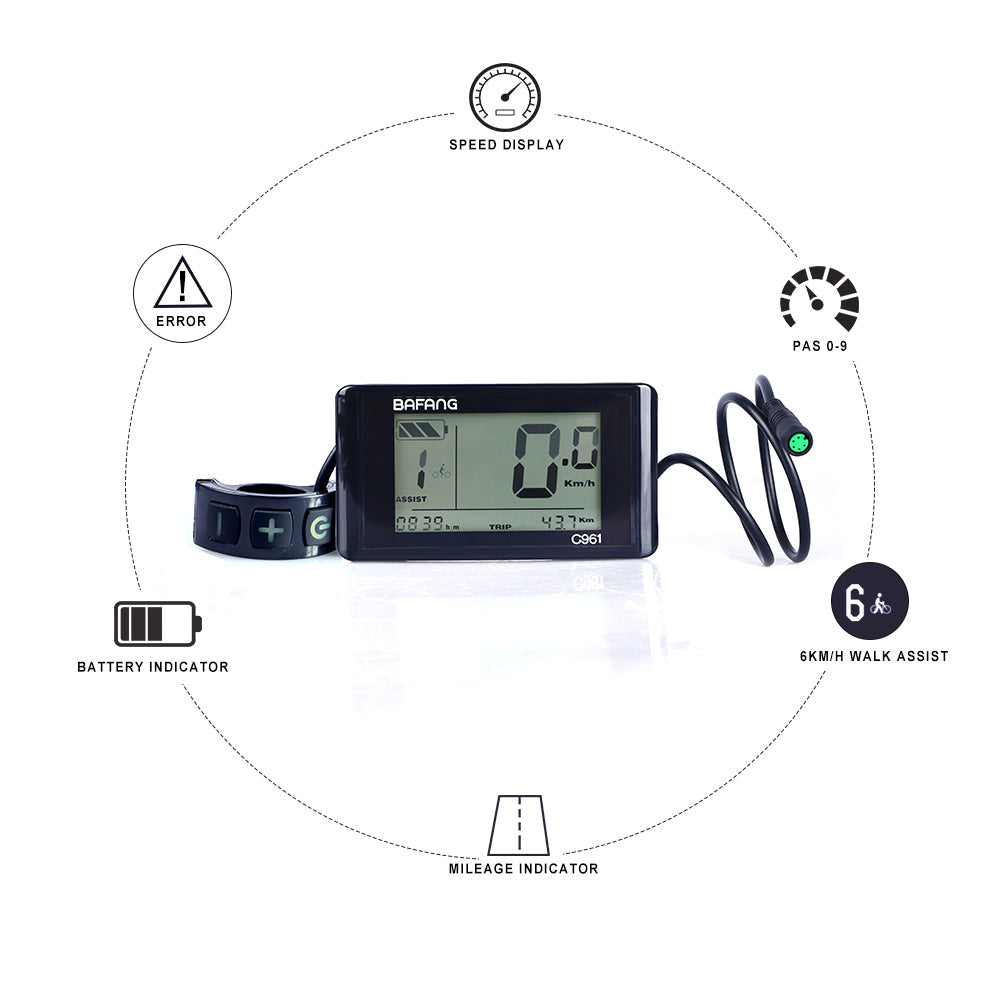 Bafang C961 UARTbus LCD Display for eBike Mid Moter Conversion