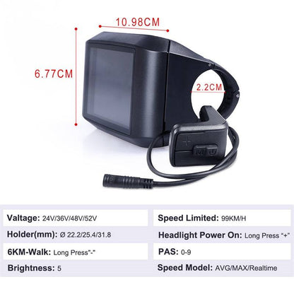 750C UART Protocol Electric Bike Display for Bafang eBike Conversion Kits