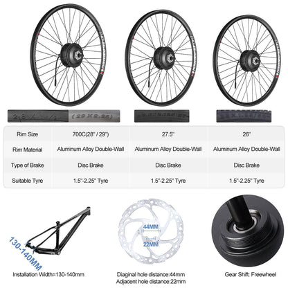 SUTTO 250W 36V Rear Hub Freewheel Electric Bike Hub Kits